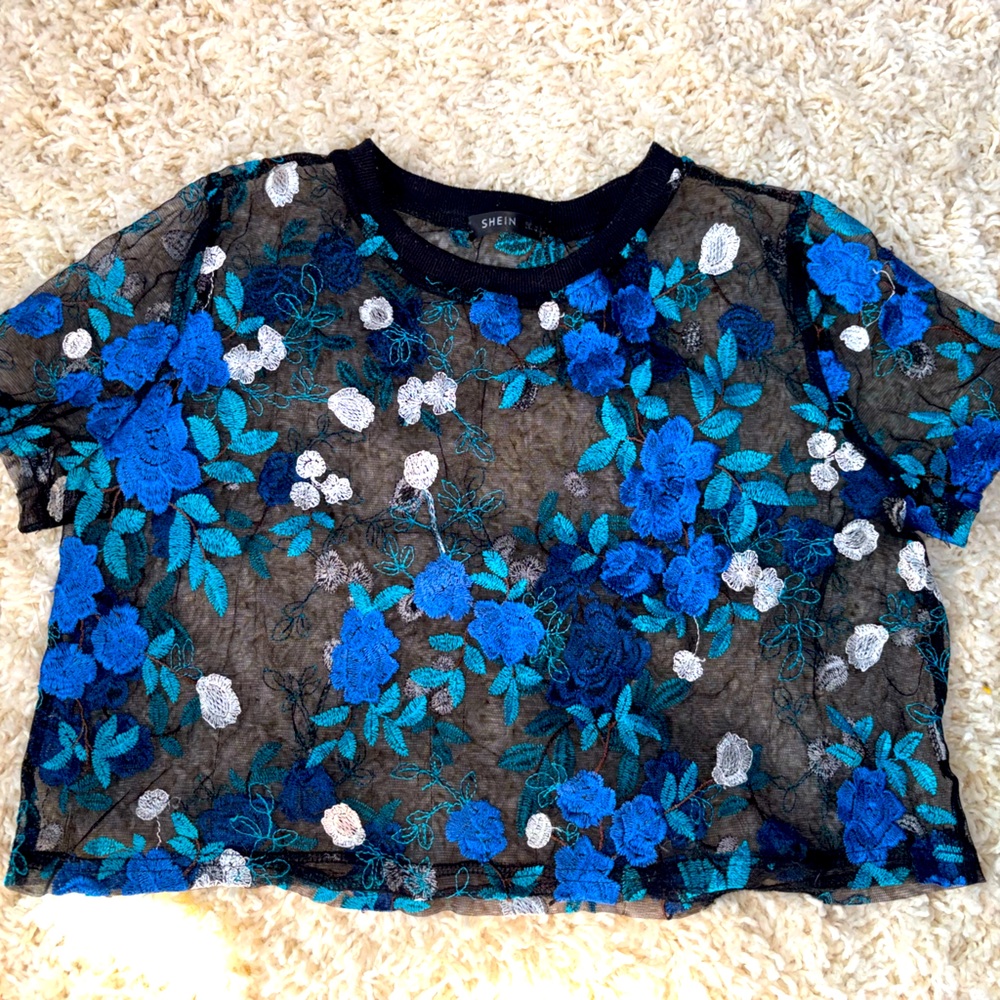 Sheer embroidered crop top